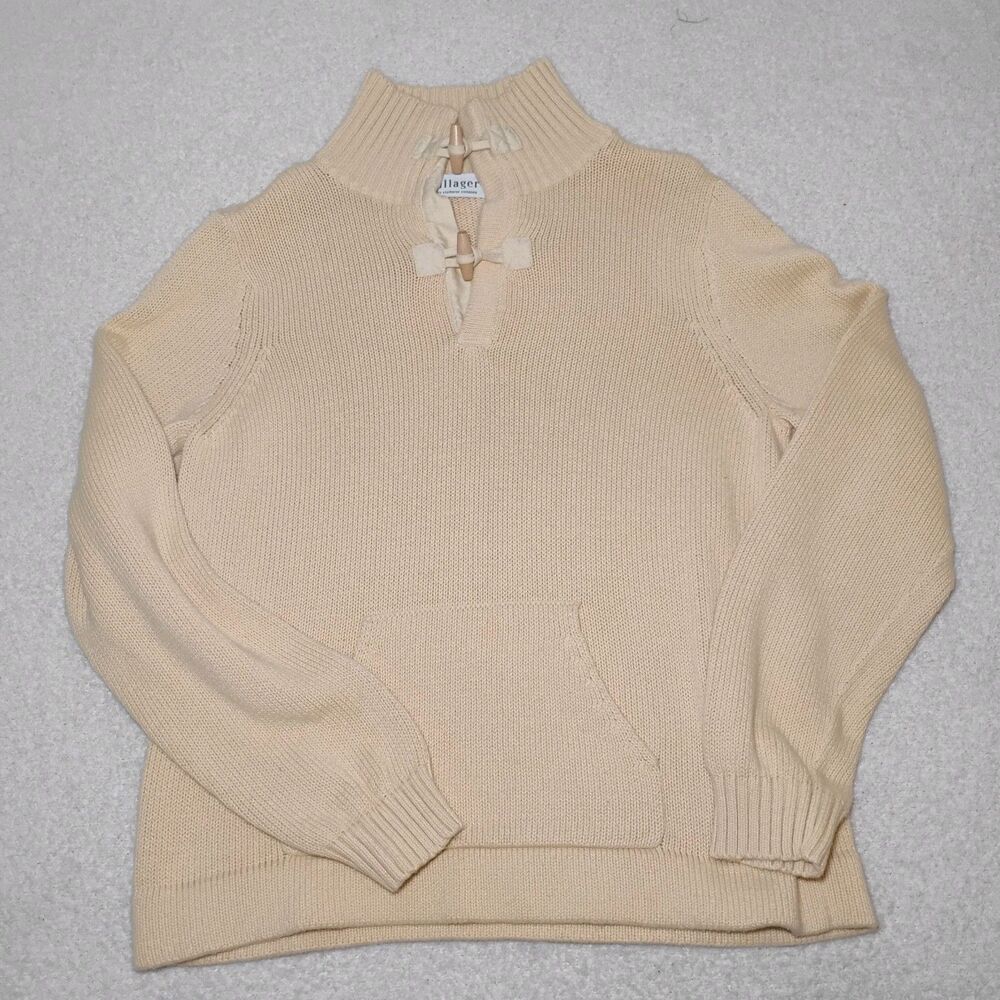 Turtleneck Toggle Button Cream Color Sweater Puppy Quiet Luxury Minimalist Xl